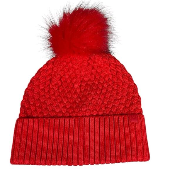Lululemon Bubble Knit Pom Pom Beanie Grenadine Red One Size NWOT Cozy Warm Soft - Picture 1 of 7